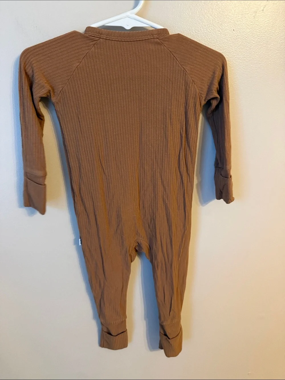 Little Sleepies Ribbed Tan Zippy Size 3-6 Months